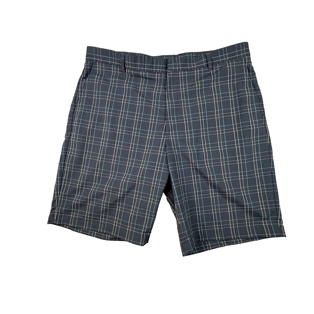 Walter Hagan Men's 38.5 Navy Plaid Performance Stretch Golf Shorts SEE DESCRIPTI